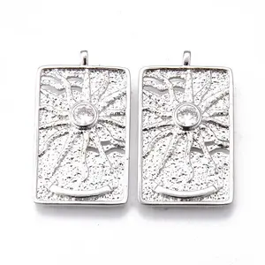 Brass Micro Pave Clear Cubic Zirconia Pendants