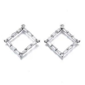 Brass Inlaid Clear Cubic Zirconia Pendants