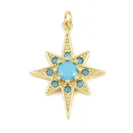 Brass Micro Pave Sky Blue Cubic Zirconia Pendants