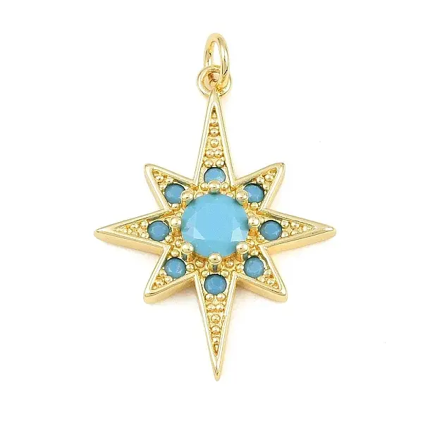 Brass Micro Pave Sky Blue Cubic Zirconia Pendants