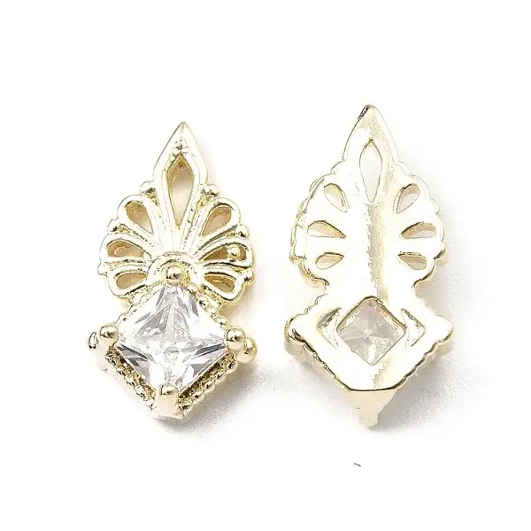 Brass Micro Pave Clear Cubic Zirconia Cabochons