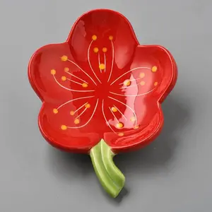 Flower Shape Ceramics Soap Dish Tray