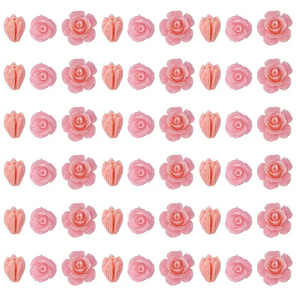 60Pcs 3 Styles Dyed Synthetic Coral Carved Beads