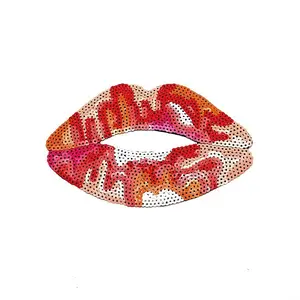 Lip Computerized Embroidery Cloth Iron On Patches