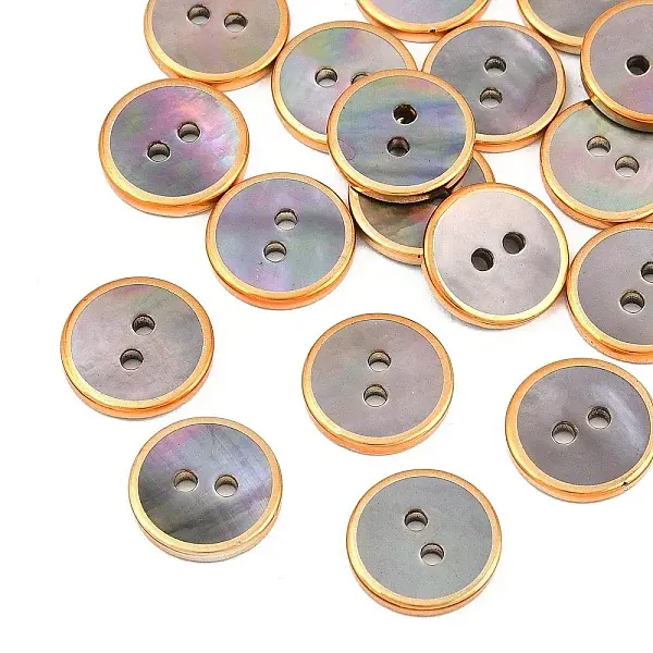 Golden Edge Naturl Black Lip Shell Button