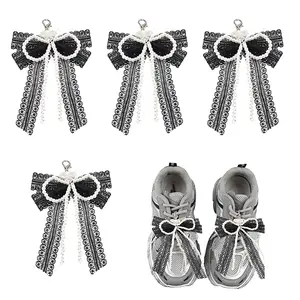 Polyester Lace Bowknot Shoe Charms