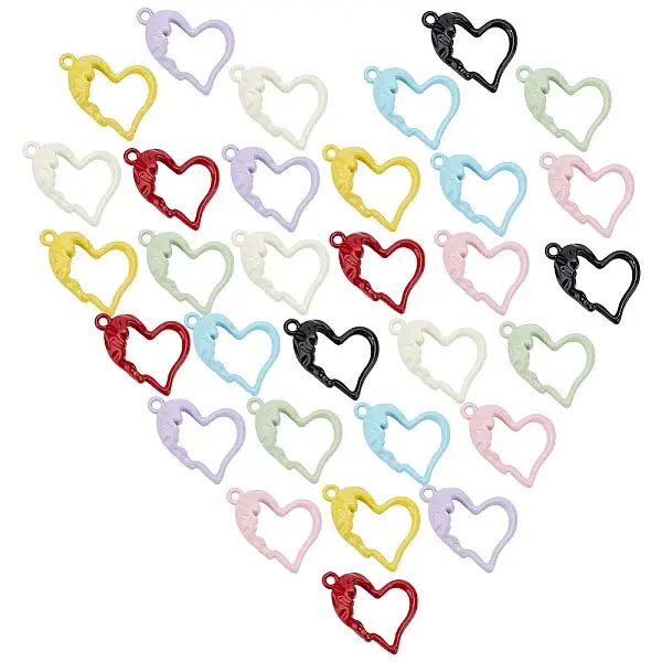32Pcs 8 Colors Spray Painted Alloy Pendants