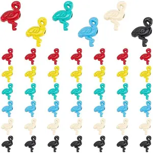 48Pcs 6 Colors Spray Painted Alloy Beads