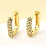 Brass Micro Pave Clear Cubic Zirconia Hoop Earrings