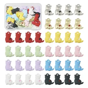 40Pcs 10 Styles Spray Printed Alloy Pendants