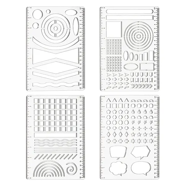 4Pcs 4 Styles Acrylic Measuring Geometric Drawing Template