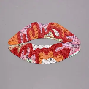 Lip Computerized Embroidery Cloth Iron On Patches