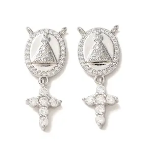 Brass Micro Pave Clear Cubic Zirconia Pendants