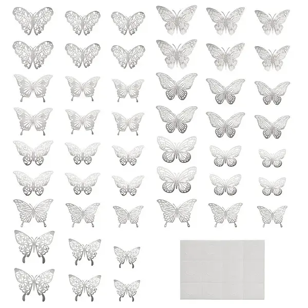 96Pcs 8 Styles PET 3D Butterfly Wall Stickers