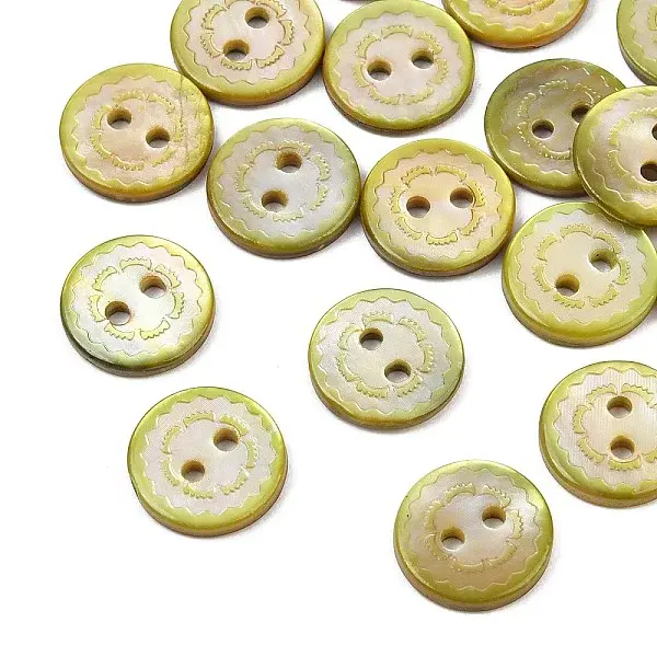 Wavy Edge Spray Painted Natural White Shell Buttons