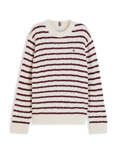 TOMMY HILFIGER Sveter 'Essential'  bordová / biela