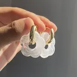 Flower Stainless Steel Acrylic Hoop Earrings