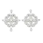 Brass Micro Pave Clear Cubic Zirconia Connector Charms