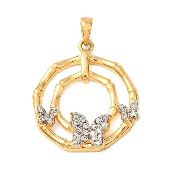 Brass Micro Pave Clear Cubic Zirconia Pendants
