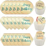 21Pcs 3 Styles Mirror Effect Acrylic Birthday Cupcake Insert Card Decoration