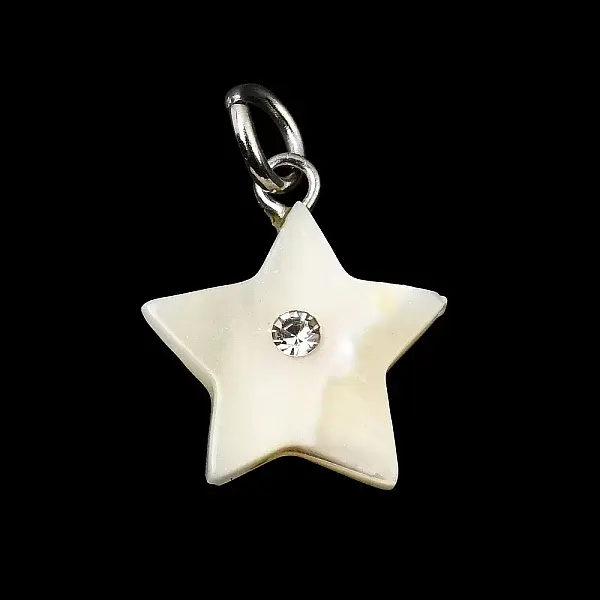 Natural White Shell & Crystal Rhinestone Pendants