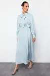 Trendyol Light Blue Collar Tied Straight Woven Dress