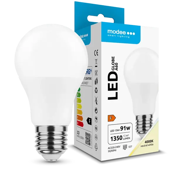 Modee Lighting LED Globe A60 žiarovka 13W E27 neutrálna biela (MLG4000K13WE27)