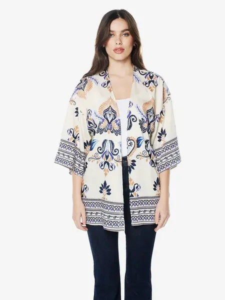 KOROSHI Kimono  piesková / modrá / biela