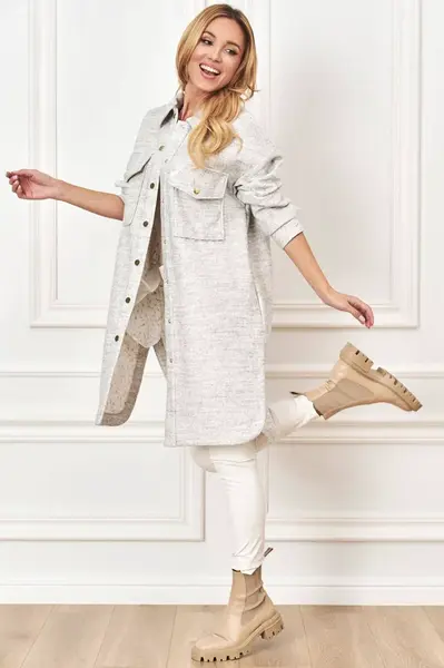 Gray long Lalous shirt coat