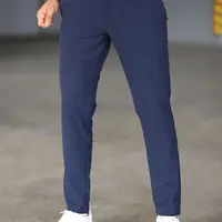 47676 Dewberry Italian Cut Elastic Fabric Mens Trousers-NAVY