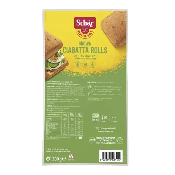 SCHÄR Ciabatta Rustica vícezrnné pečivo bez lepku 4x50 g