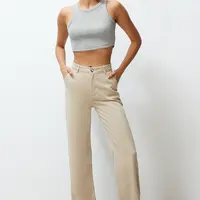 Trendyol Beige More Sustainable 100% Tencel™ Low Waist Wide Leg Jeans