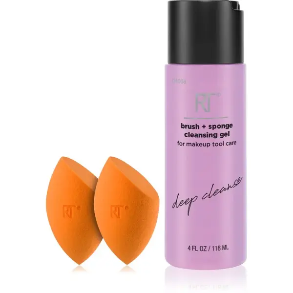 Real Techniques Brush Sponge + Cleasing Gel sada na obličej