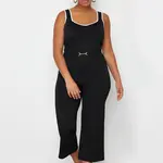 Trendyol Curve Black Stripe Detailed Square Neck Bodycon Knit Blouse