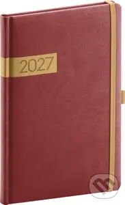 NOTIQUE Týždenný diár Twill 2027 (bordó-zlatý)