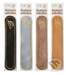 Kožená záložka do knihy Jednorožec (šedá, zlatý obrázok)