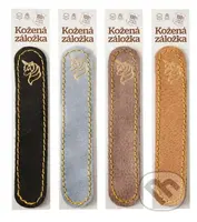 Kožená záložka do knihy Jednorožec (šedá, zlatý obrázok)