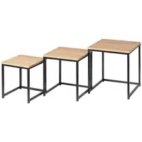 MID.YOU SADA ODKLÁDACÍCH STOLKŮ, přírodní barvy, černá, kov, kompozitní dřevo,