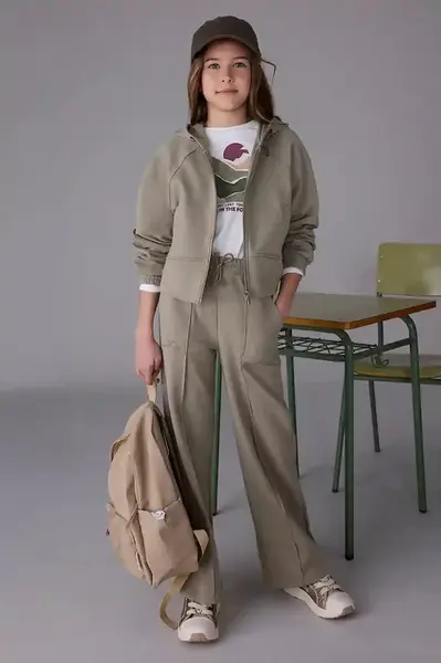 Dětské kalhoty Mayoral wide leg zelená barva, 7579