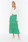 Trendyol Green Floral Pattern Knitted Skirt