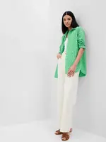 Zelená dámska bavlnená košeľa s madeirou GAP