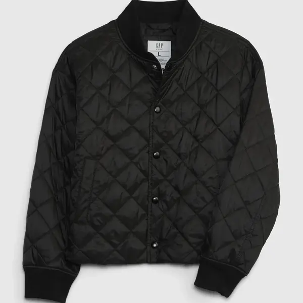 Čierna dievčenská prešívaná bunda Gap