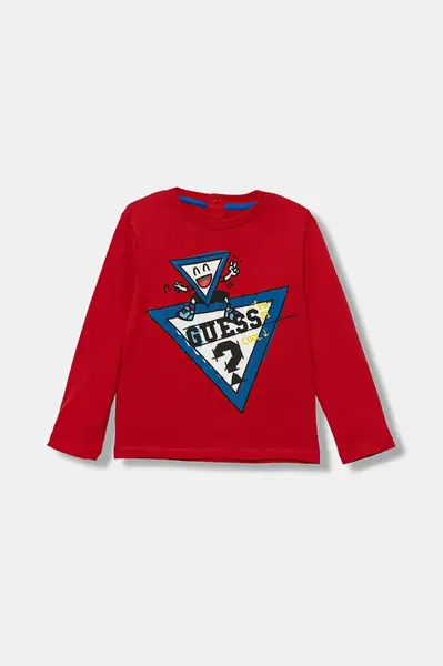 Detské bavlnené tričko s dlhým rukávom Guess