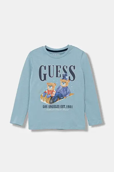 Detská bavlnená košeľa s dlhým rukávom Guess