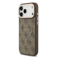 Zadní kryt Guess PU Leather 4G Gold Frame MagSafe Apple pro iPhone 17 Pro Max, hnědá