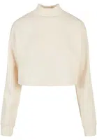 Ladies Cropped Oversized Sweat High Neck Crew whitesand