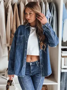 Dámska rifľová košeľa oversize modrá