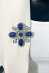 Floral brooch 2 silver + cornflower