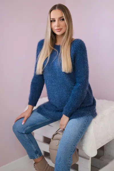 Kesi Włoski Sveter s chlpom Denim