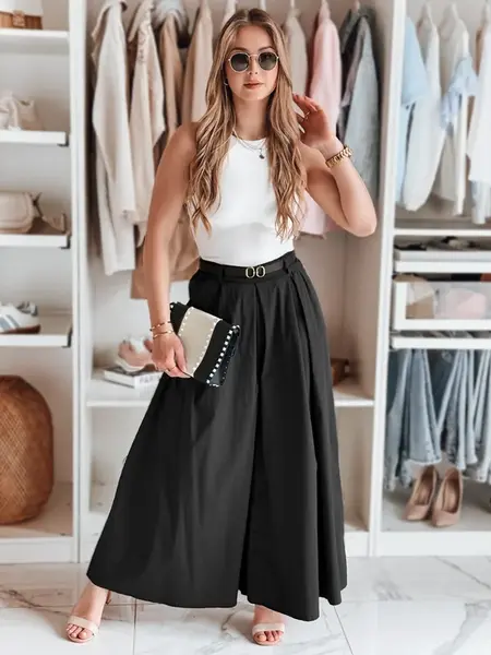 Čierne spódnico-spodnie s pásom FLOWES